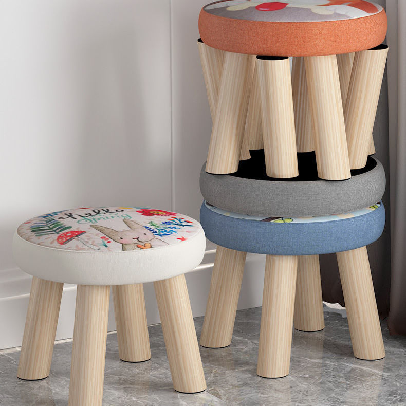 đôn nhỏ gia dụng gỗ đặc ghế đẩu thấp hoạt hình sáng tạo băng dễ thương sofa trẻ em thời trang tròn