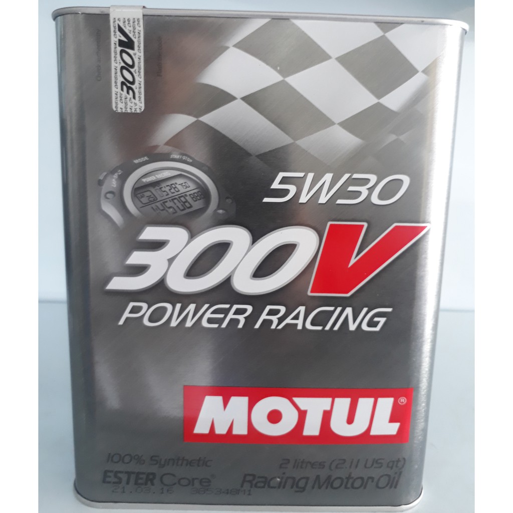 Dầu nhớt tổng hợp cao cấp xe tay ga Motul 300V Power Racing 5W-30 can 2L