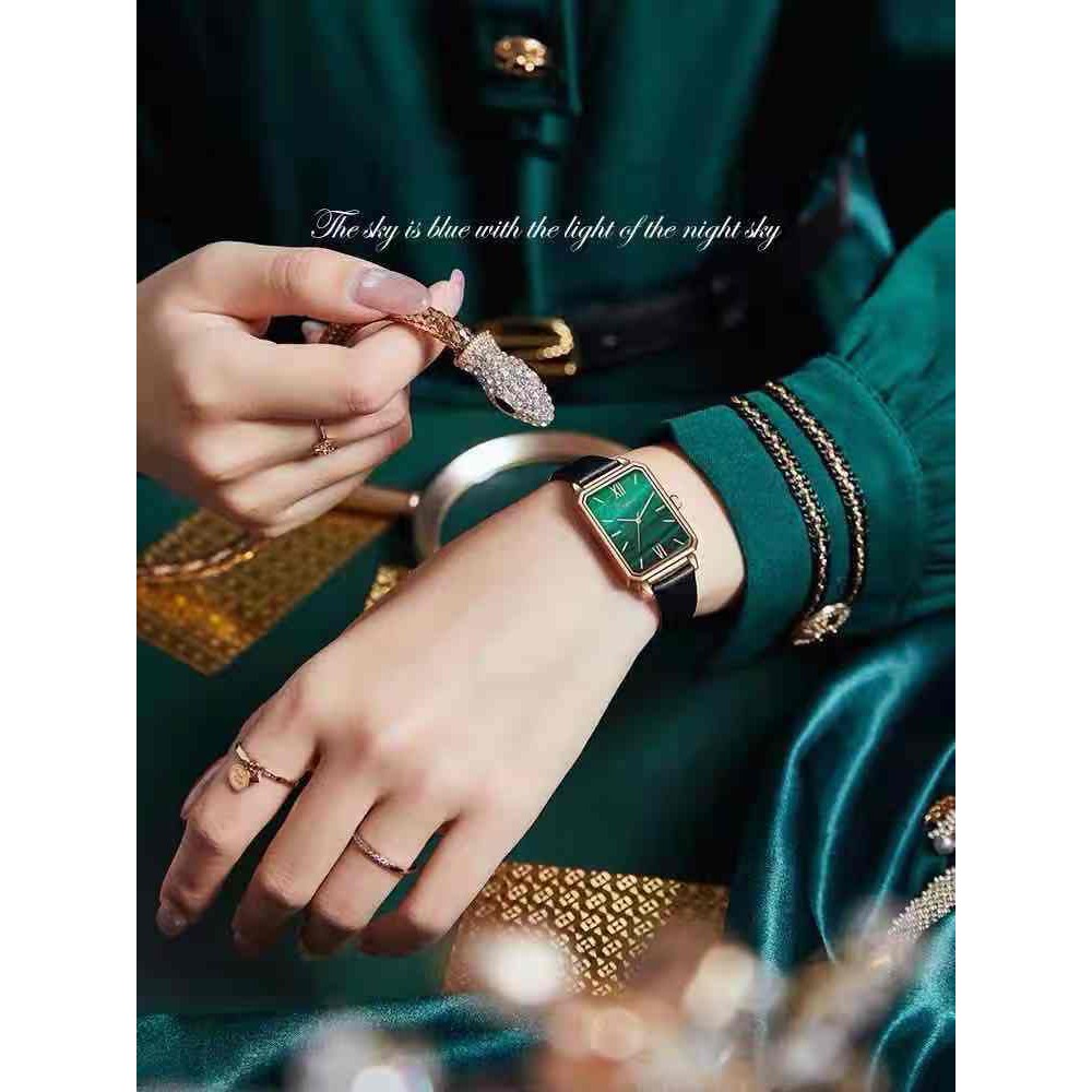 Popkozzi Malachite Đồng Hồ Đeo Tay quartz Nam Châm Màu Xanh Lá Thời Trang Cho Nữ