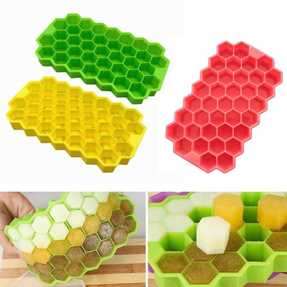 Khuôn Làm Đá Viên Bằng Silicone Hình Tổ Ong Có Nắp Tháo Rời Và Tái Sử Dụng