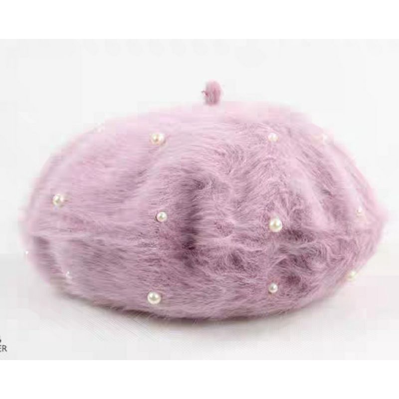 Nón mũ beret lông thỏ thời trang Hàn Quốc