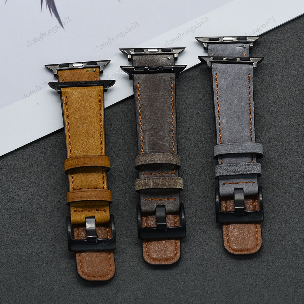 Dây Đeo Bằng Da Bò Cho Đồng Hồ Thông Minh Apple Watch 7 6 SE 45mm / 42mm / 38mm / 44mm / 40mm / 41mm iWatch 6 5 4 3 2 1