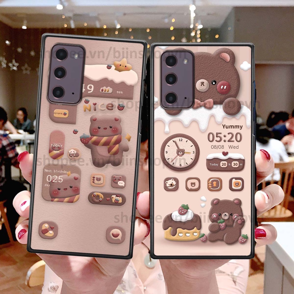 Ốp Samsung Note 20 in 3D icon gấu nổi siêu xinh, siêu đáng yêu, cá tính phong cách