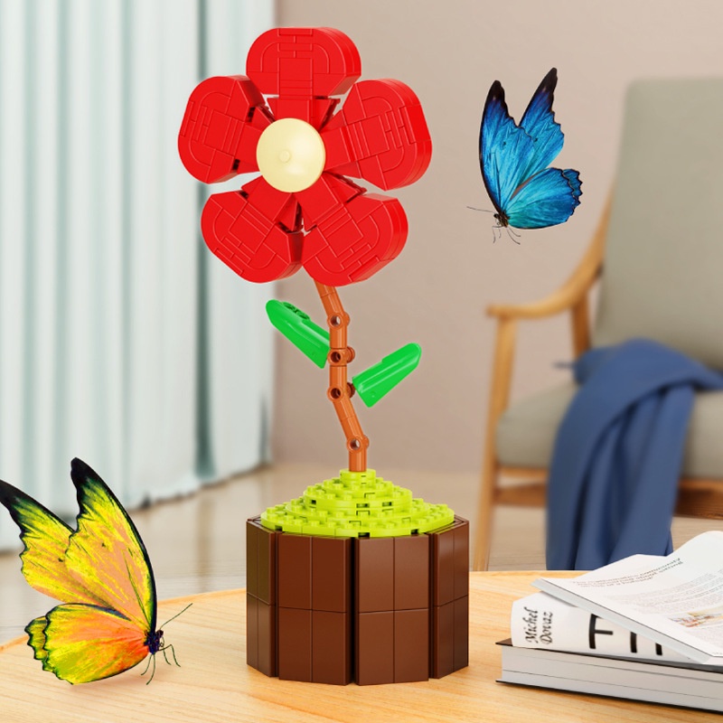 Đồ Chơi Lắp Ráp Đồ trang trí Chậu Hoa Đỏ 92017