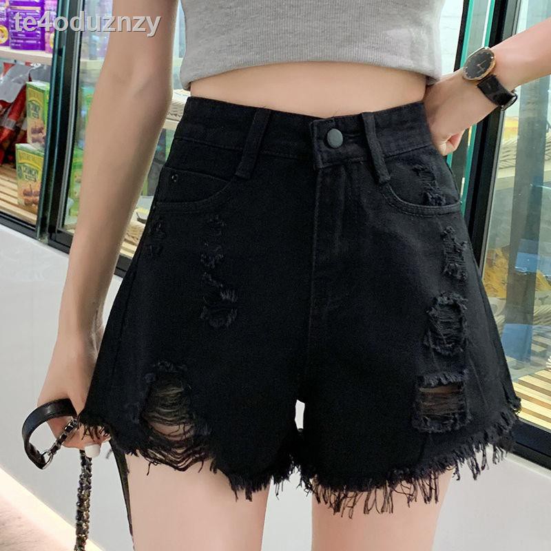 2021 mùa xuân, hè và thu mới phong cách Hàn Quốc quần short denim khoét lỗ hợp thời trang dành cho trẻ em cạp ca