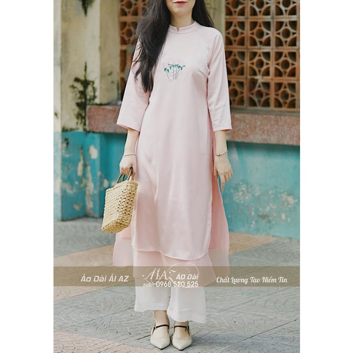 Áo Dài Cách Tân Nữ BigSize Dáng Suông Cổ Tàu Tay Lỡ LD23