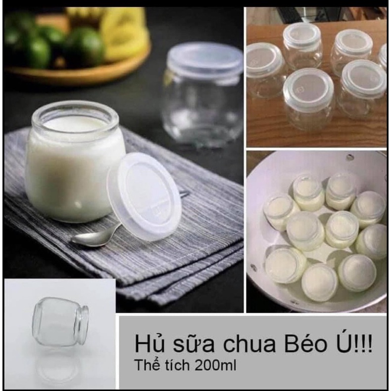 COMBO 5 - 10 Hũ Sữa Chua Thuỷ Tinh Béo 200ml To tiện lợi