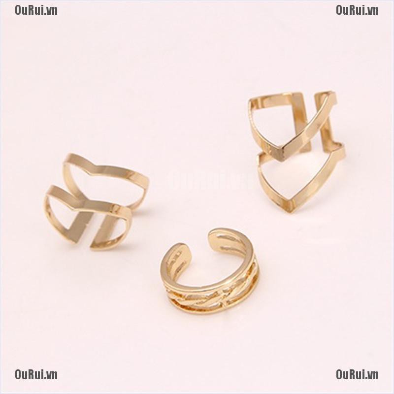 Bộ 3 Nhẫn Hợp Kim Thiết Kế Xinh Xắn Cho Nữ