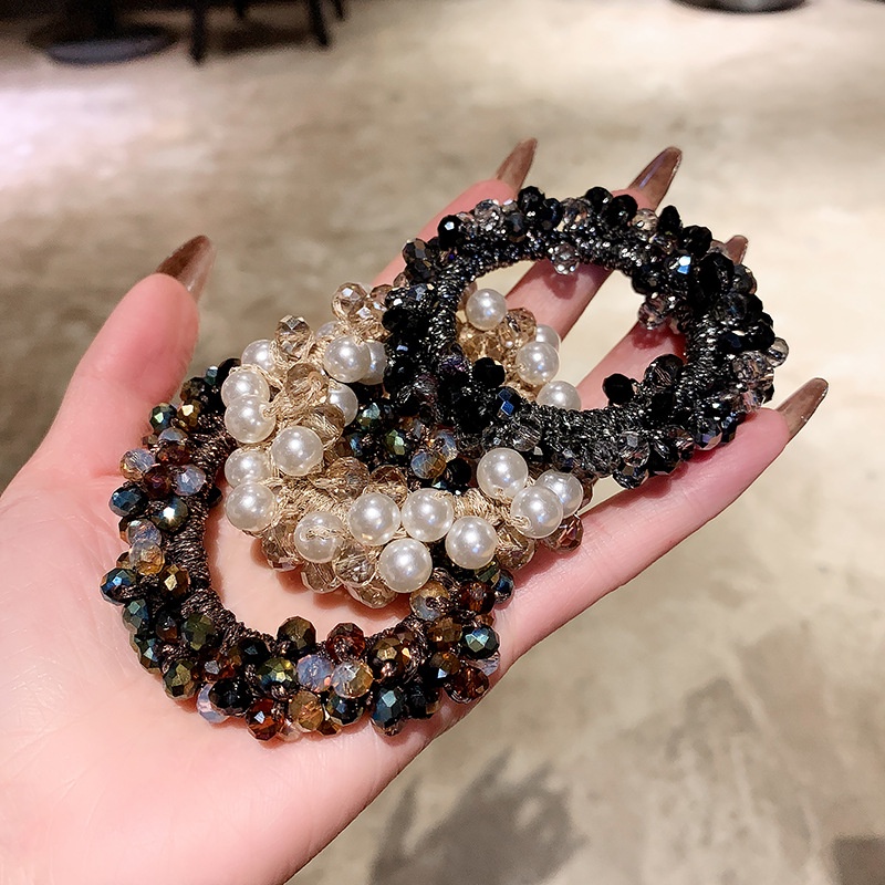 Dây Buộc Tóc Cao Su Co Giãn Đính Hạt Ngọc Trai Thời Trang Cho Nữ