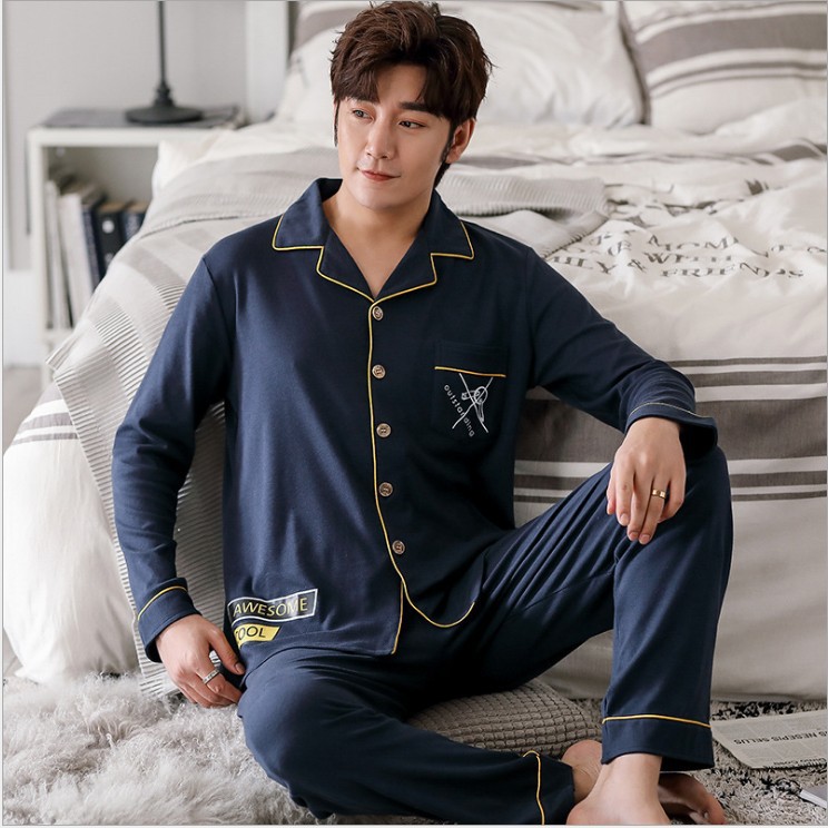 Đồ bộ Pijama-Đồ ngủ nam cao cấp phong cách Hàn Quốc, chất COTTON 100 dày dặn & thoáng khí (711)