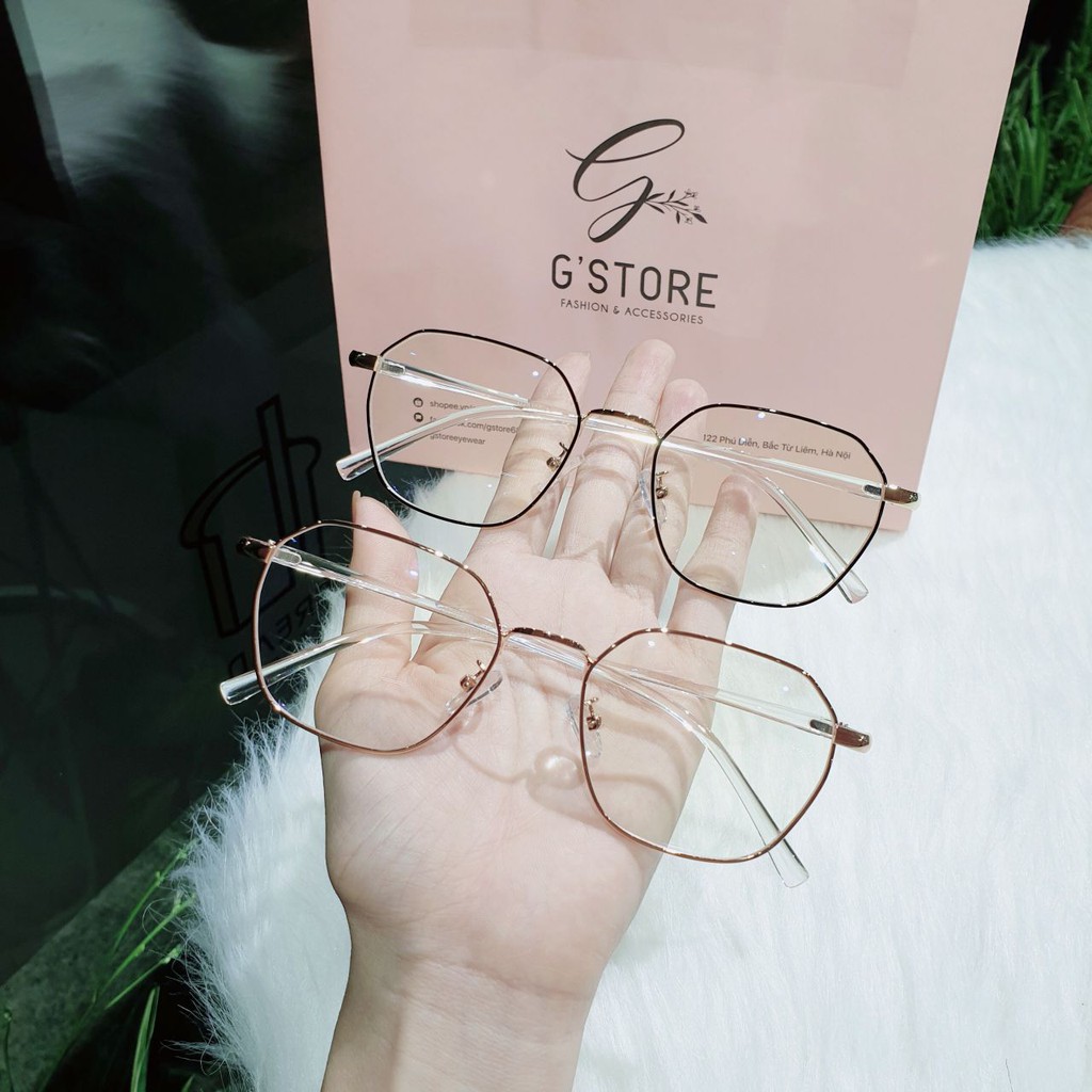 Gọng kính thiết kế dáng mắt lục giác Qiwa Eyewear 28105, Gọng kính viền kim loại nữ có thể cắt mắt kính cận