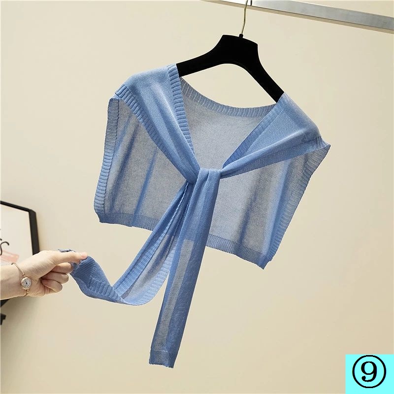 Khăn Choàng Cổ Dệt Lụa Lạnh Mỏng Ngắn Thắt Nút Dễ Phối Đồ Thời Trang Mùa Hè Cho Nữ