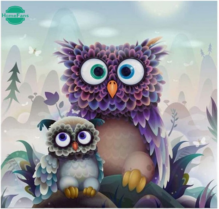 Set tranh đính đá tự làm DIY 5D hình cú mèo 30x30cm5d