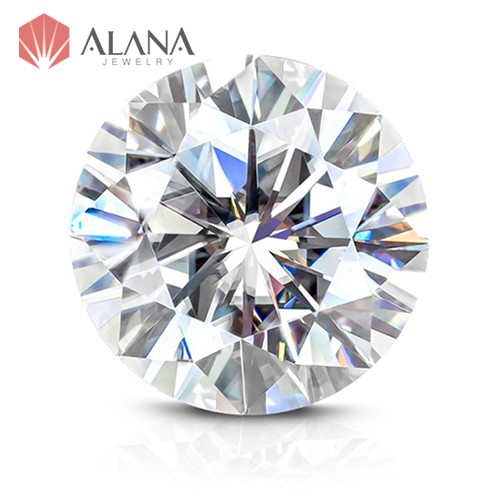 (Size từ 8.0 - 10.0 li) Kim cương Moissanite Mỹ giác cắt tròn, màu Trắng, Kiểm định quốc tế GRA hoặc