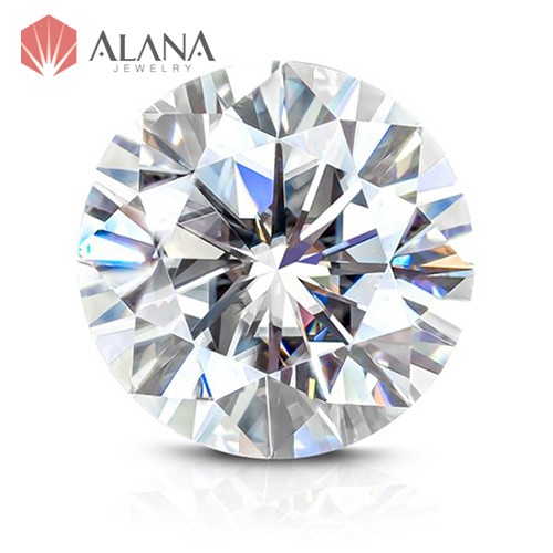 (Size từ 8.0 - 10.0 li) Kim cương Moissanite Mỹ giác cắt tròn, màu Trắng, Kiểm định quốc tế GRA hoặc C&C