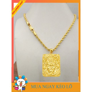 ((Giá hủy Diệt))- Bộ dây chuyền Soắn Titan Mạ vàng Kèm Mặt Quan Vũ giúp gia chủ chống lại tà ma ngoại đạo