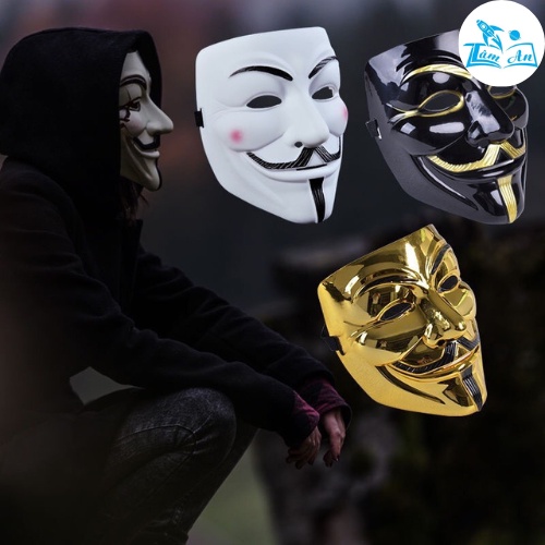 Đồ Chơi Mặt Nạ Hacker Chúa Anonymous (Vàng, Bạc, Đen, Trắng) - Phụ Kiện Hóa Trang