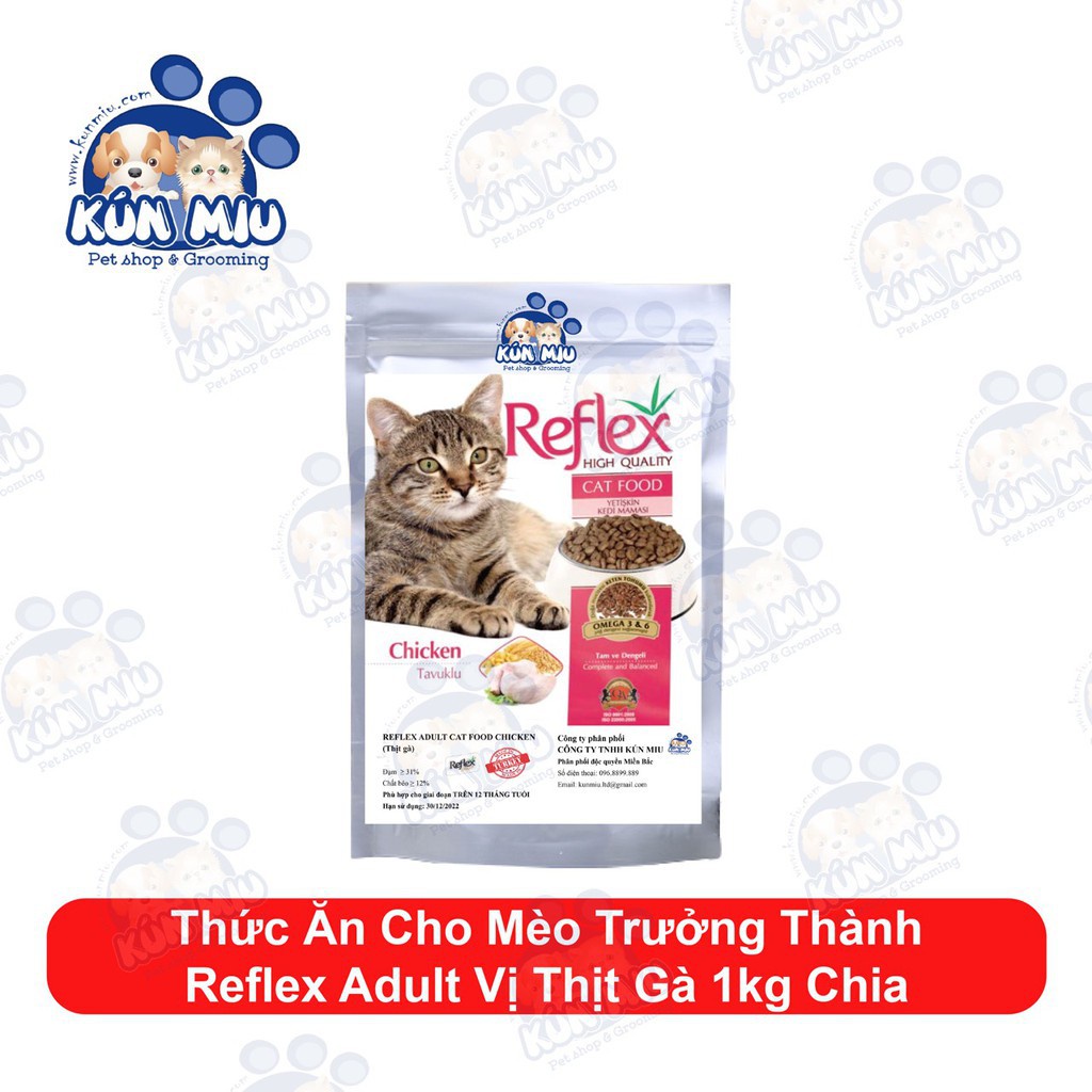 Combo thức ăn Me-o adult vị cá thu(1,2kg) và thức ăn dành mèo reflex adult 1kg