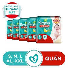 Bỉm Pamper dán/ quần đủ size L30/M34/L36/L54/M40/M60/NB52