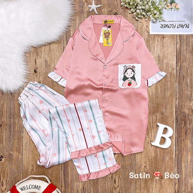 Set satin tay ngắn