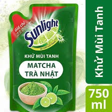 Túi nước Rửa Chén Khử Mùi Sunlight Trà Xanh Matcha Nhật Bản 750g