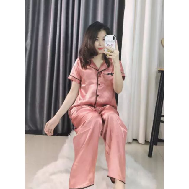 bộ lụa satin túi nơ