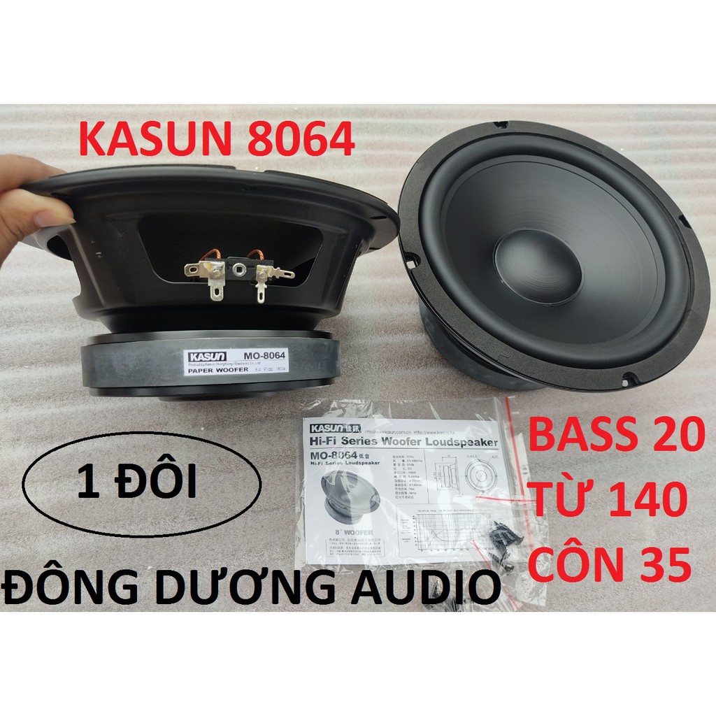 [Mã ELHACE giảm 4% đơn 300K] 2 CỦ LOA BASS 2 TẤC KASUN CHÍNH HÃNG MO8064 GÂN CAO SU - CỦ LOA 20