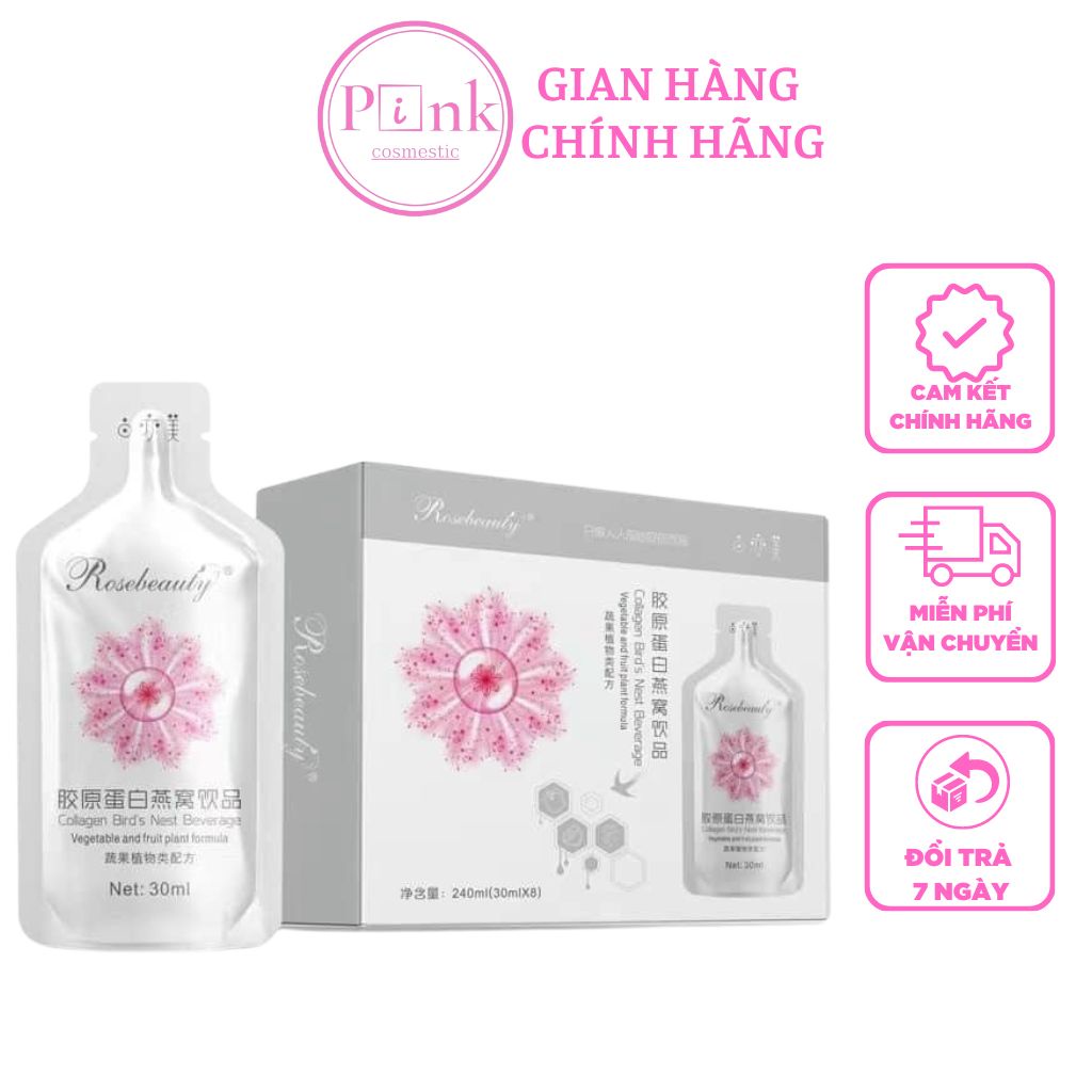 NƯỚC UỐNG COLLAGEN YẾN ROSEBEAUTY CÓ 8 TÚI NHỎ GIÚP LÀM ĐẸP DA -PINKSTORE