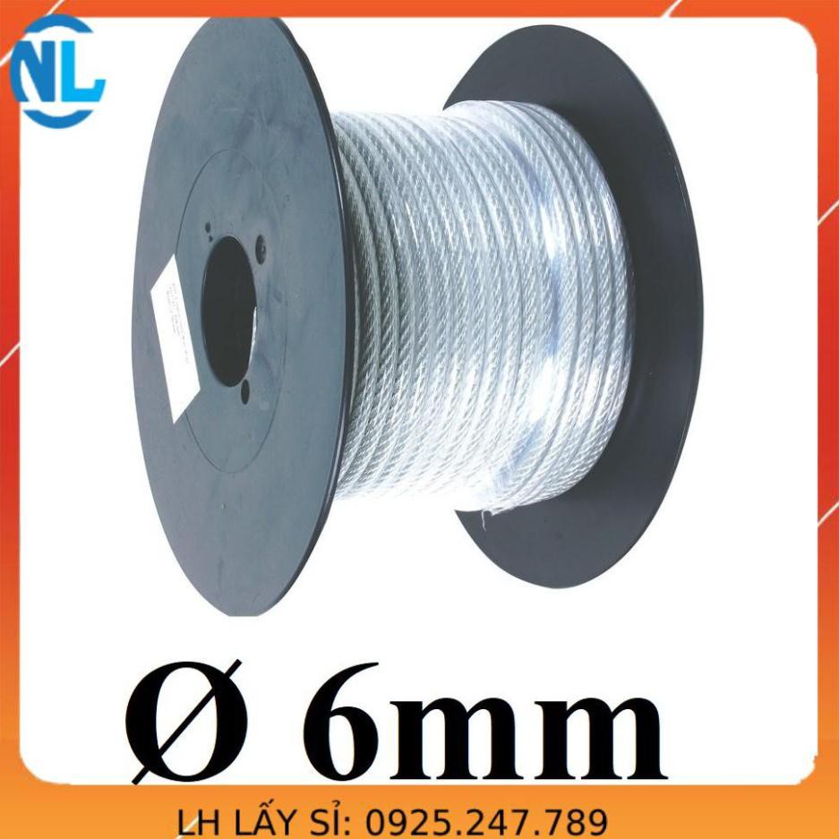 Dây cáp thép bọc nhựa Ø [ 6mm ] dài 1 mét – 1000 mét cáp thép giá sỉ