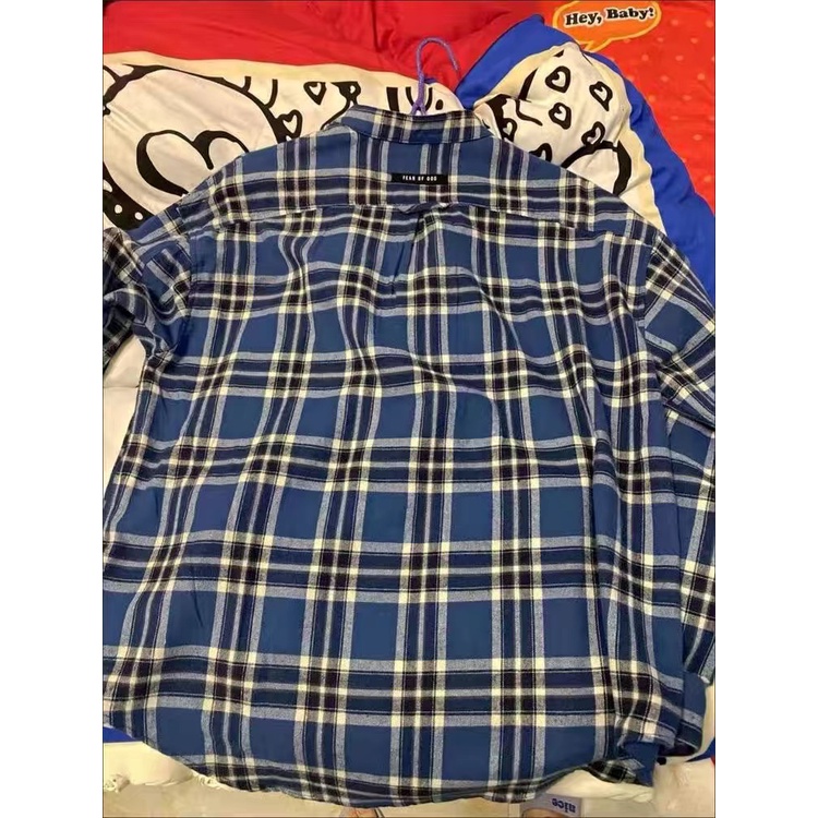 Áo flannel unisex Fear Of God phong cách hiphop