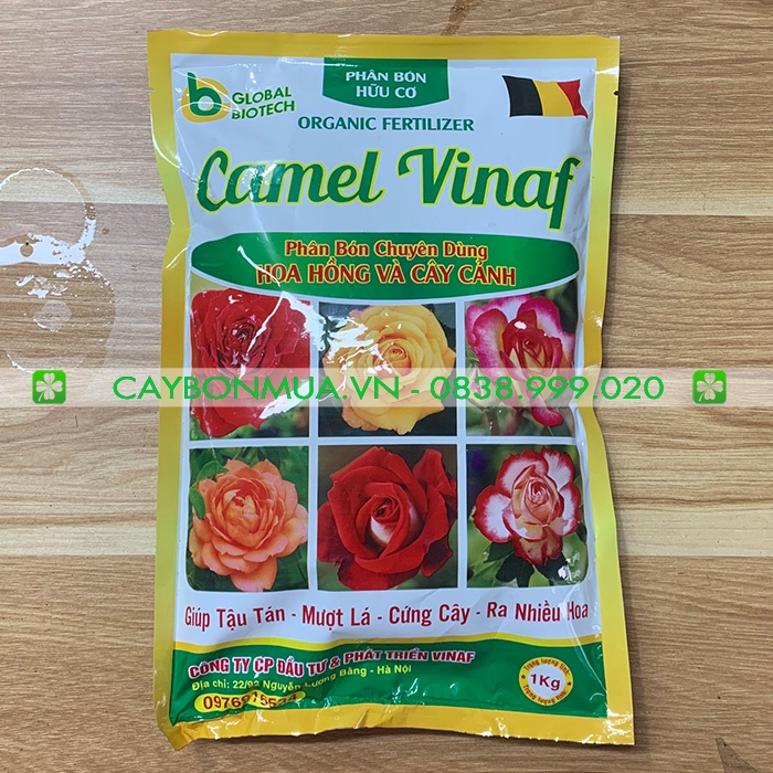 TÚI 1KG - PHÂN BÓN HỮU CƠ CHUYÊN DÙNG CHO HOA HỒNG VÀ CÂY CẢNH CAMEL VINAF