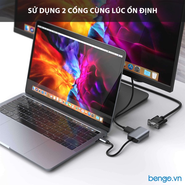 Cổng chuyển HyperDrive 2 in 1 USB-C qua HDMI/VGA 4K - HD-C2HV