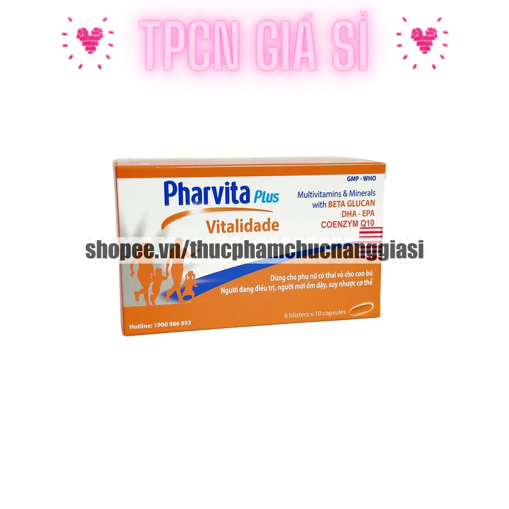 Vitamin tổng hợp Pharvita bổ sung các loại vitamin tăng đề kháng, bồi bổ cơ thể, tăng cường sức khoẻ - Hộp 60 viên