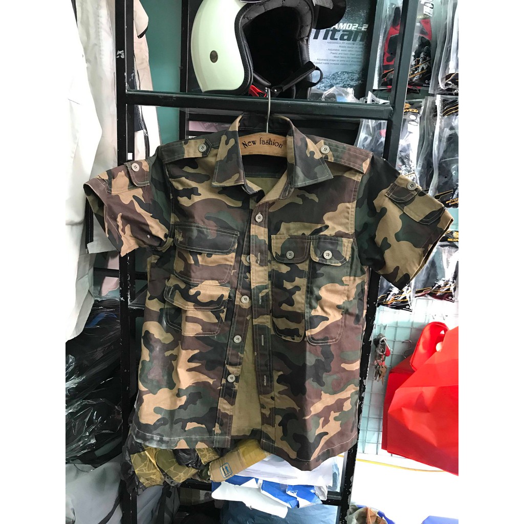 áo sơ mi rằn ri cộc tay