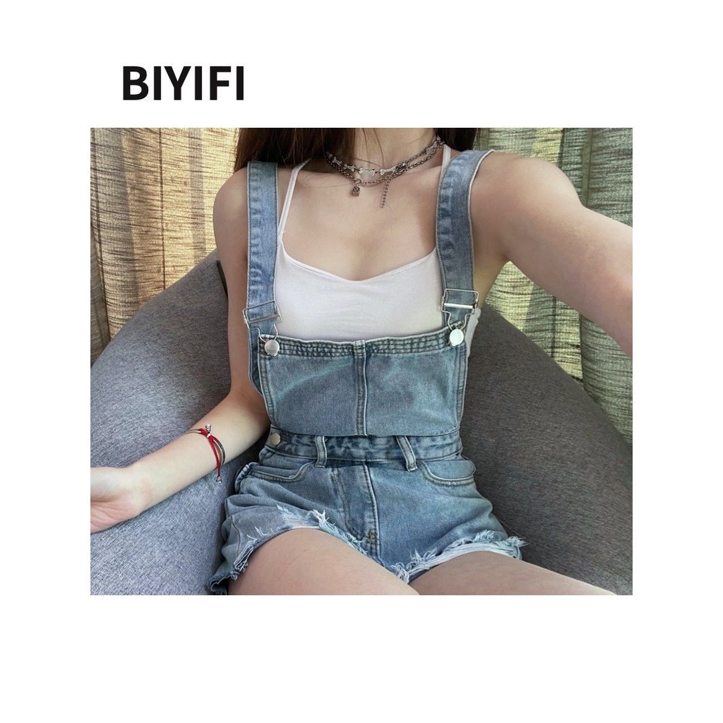 Bán Chạy!F &amp; X Quần Yếm Denim Ngắn Dáng Rộng Phong Cách Retro Thời Trang Xuân Hè Mới 2022 Cá Tính Dễ Phối Đồ Cho Nữ