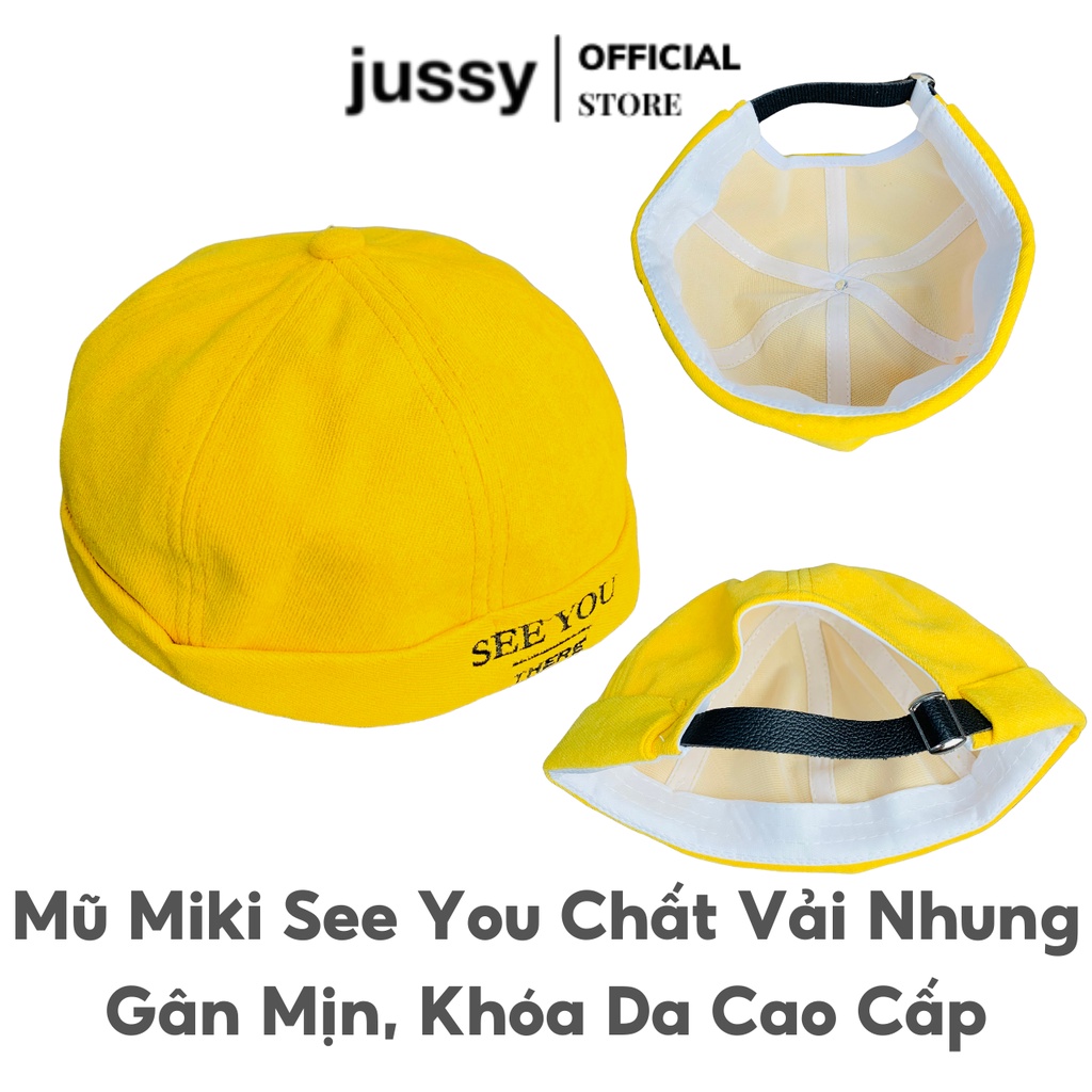 Mũ Miki Hat See You There Jussy Cao Cấp Chất Vải Nhung Mịn Kiểu Mũ Nồi Thủy Thủ Có Khóa Da Tăng Giảm Sành Điệu Bền