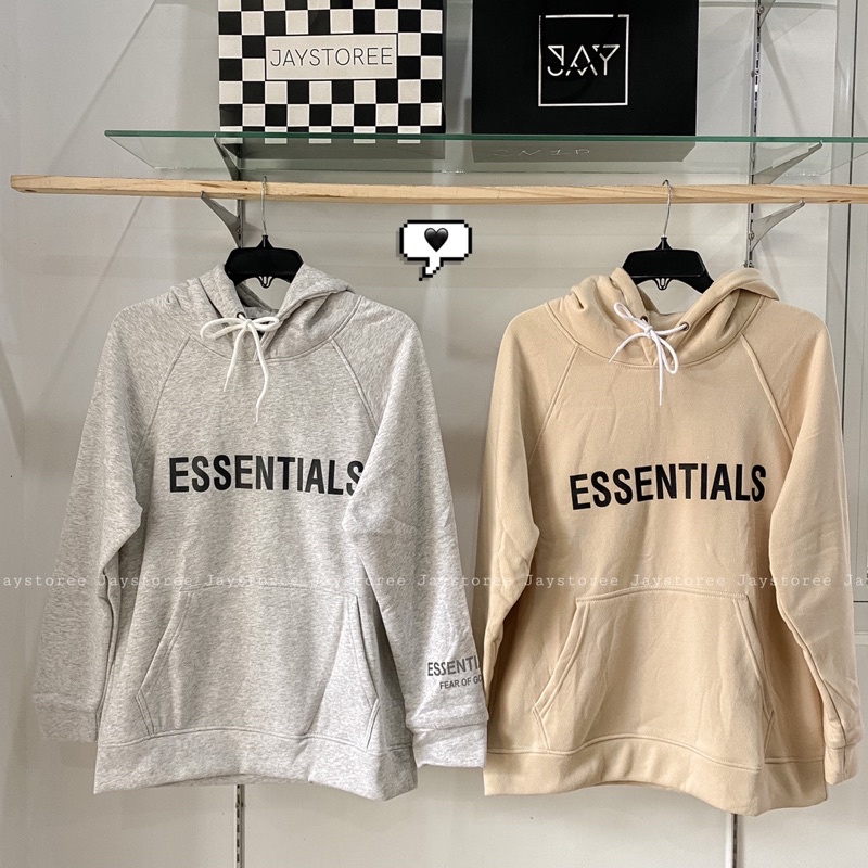 Áo Hoodie Unisex ESSENTIAL nỉ bông/phản quang tay áo  Nam nữ unisex  Áo Khoác Hoodie form rộng Jaystoree