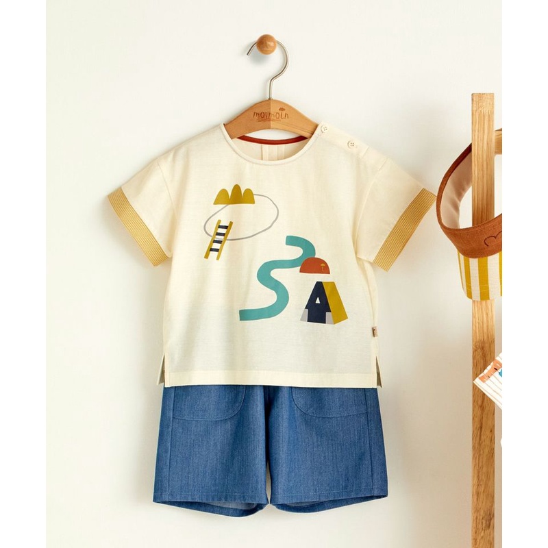 Áo cotton phối tay kẻ bé trai bé gái Mmln. HA3268