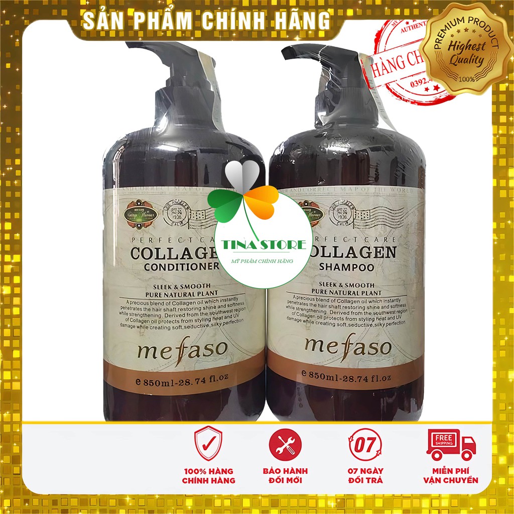 Miễn Ship🔥Cặp Dầu Gội Xả collagen Argan Mefaso 850ml | Ngăn Ngừa Gàu, Giảm Rụng Tóc, Phục Hồi Tóc Khô Xơ, Hư Tổn