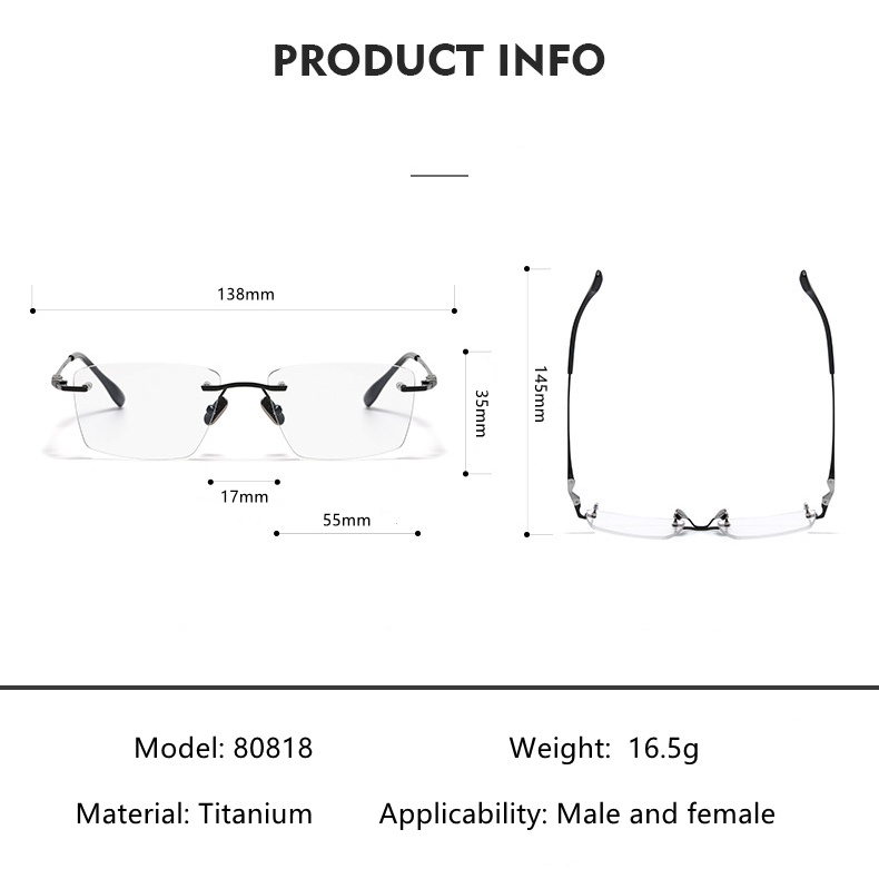Mắt Kính Siêu Mỏng Bằng Titan Không Viền D.i.t.a DLX80818