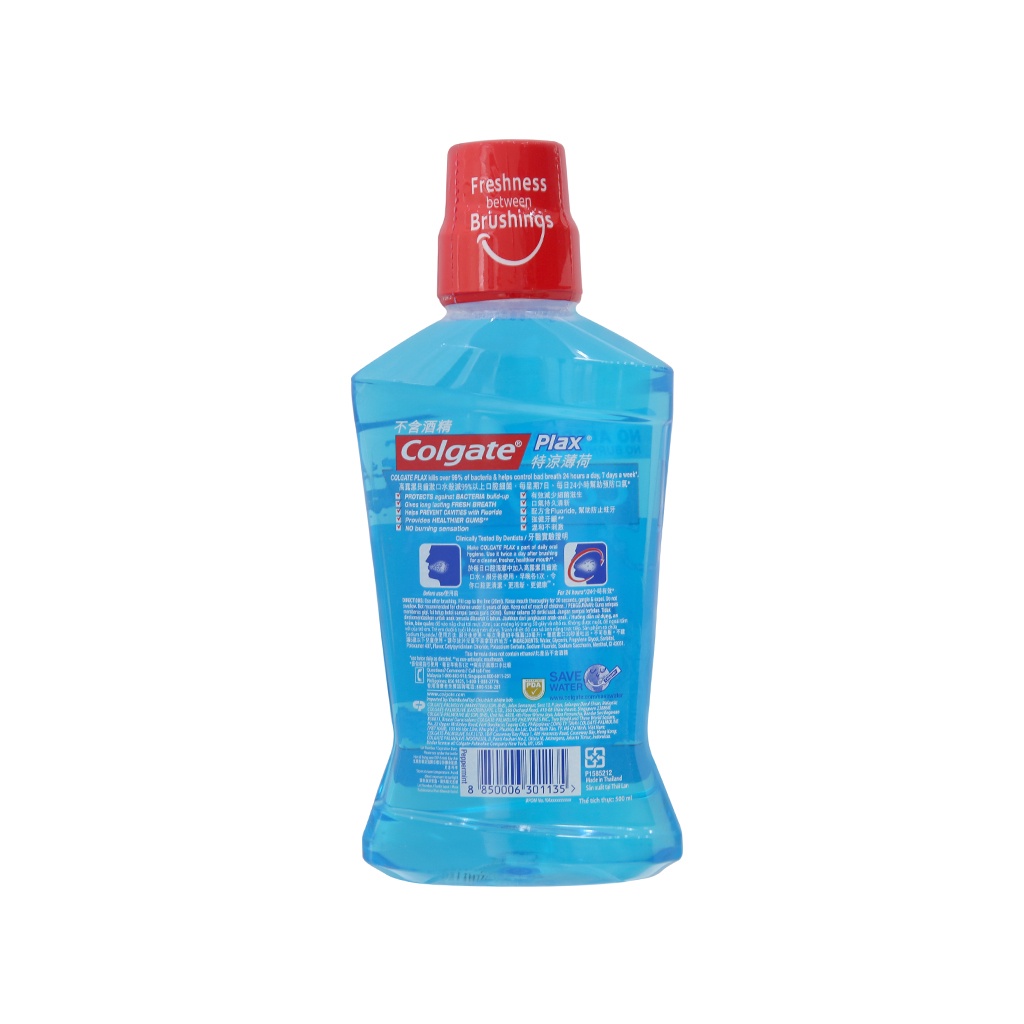 Nước xúc miệng Colgate Plax Bạc hà peppermint (Xanh dương) 500ml