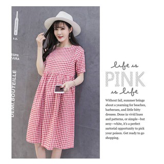 Váy Bàu Kẻ Caro Đỏ Dáng Dài ( kèm ảnh thật )