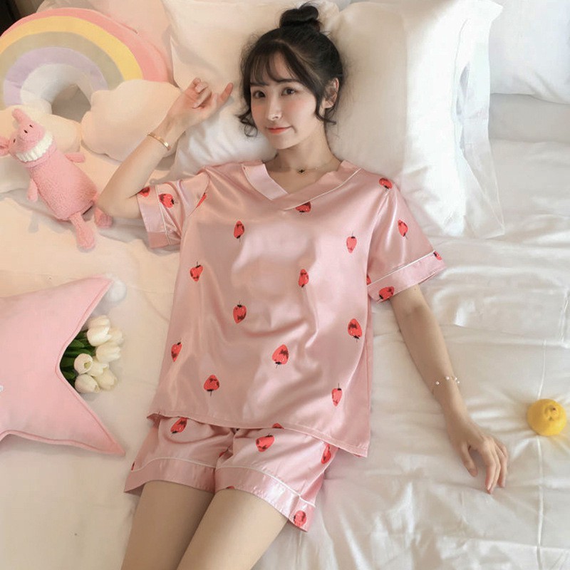 Bộ ngủ nữ ❤️Freeship đơn 50k❤️ Đồ Bộ pijama cộc tay lụa satin đẹp mặc ngủ mềm mịn