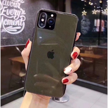 Ốp giả iphone 11 lưng kính viền dẻo 8 màu độ máy trong 5 giây Iphone 6 đến Xs max