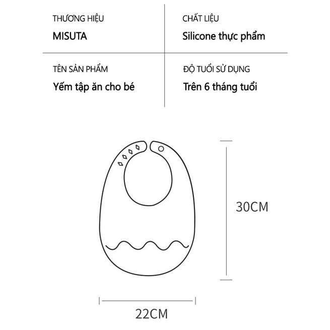 Yếm Ăn Dặm Silicone Siêu Dai Cài Nút Chống Thấm MISUTA An Toàn Cho Bé YOOTA BABY