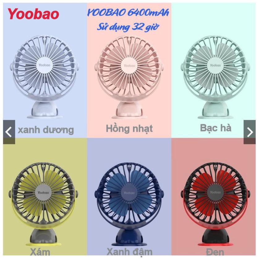 [Chính hãng, sẵn TPHCM] Quạt sạc mini YOOBAO F04  xoay góc 720 độ, 32 tiếng, quạt kẹp đa năng, quạt để bàn (6400mAh)