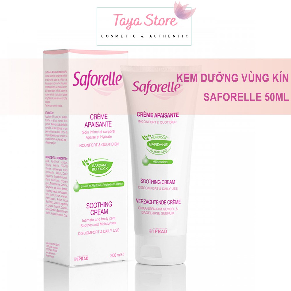 Kem dưỡng vùng kín Saforelle làm dịu ngứa, nấm, giữ ẩm da Creme Apaisante Pháp 50ml [Hỗ trợ che tên SP khi giao hàng]