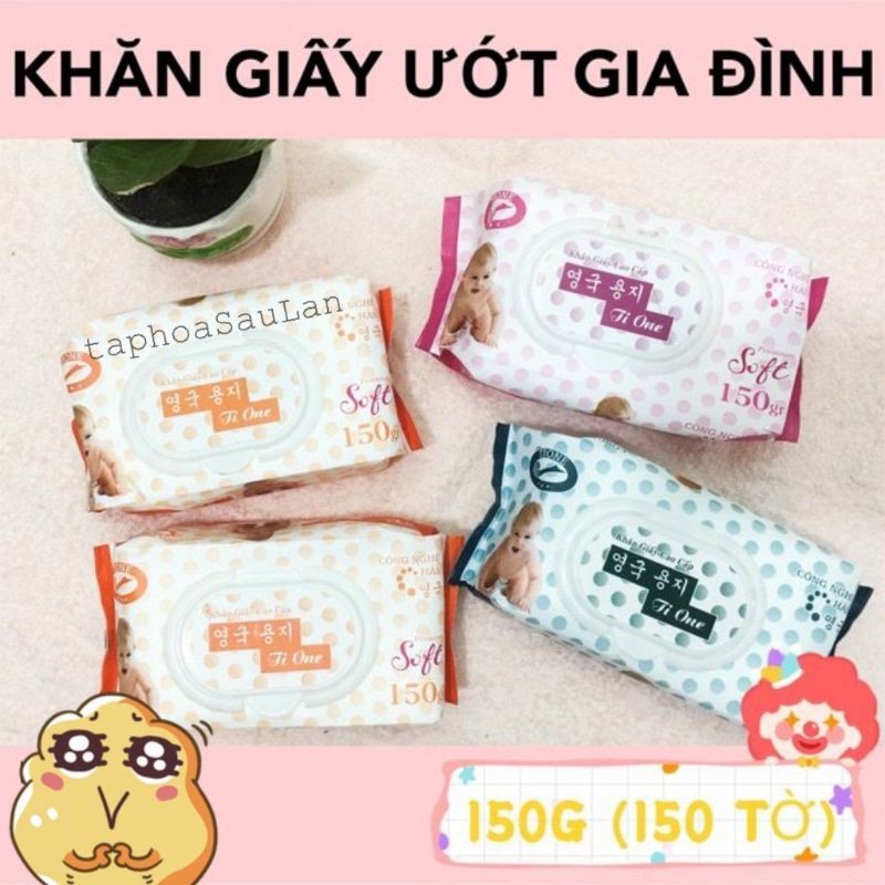 *AN TOÀN CHO BÉ* KHĂN ƯỚT TI ONE 150 TỜ / KHĂN GIẤY ƯỚT GIA ĐÌNH SIÊU TIẾT KIỆM