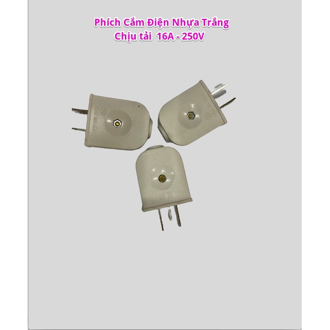 Phích Cắm Điện Nhựa Chống Cháy - Chịu Tải 16a 250v (Màu Trắng) PC301