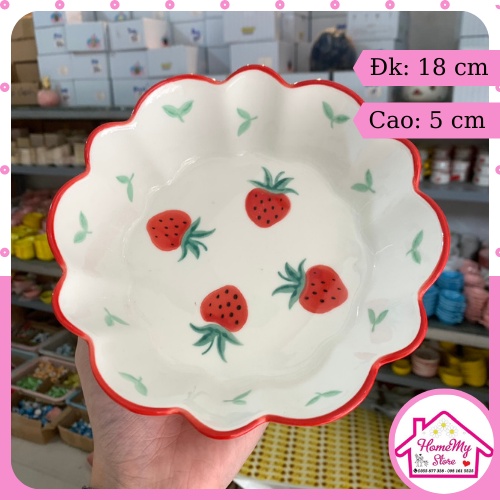 Set Bát Đĩa Decor Dâu Tây Cute Bát Ăn Cơm Chén Dĩa Dễ Thương Bát Ăn Dặm Cho Bé